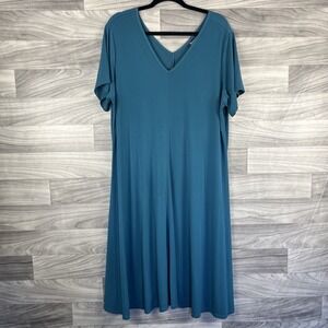 Roaman's Dress Womens 18/20 Plus Blue FLowy Classic‎ Modest Minimalist Everyday